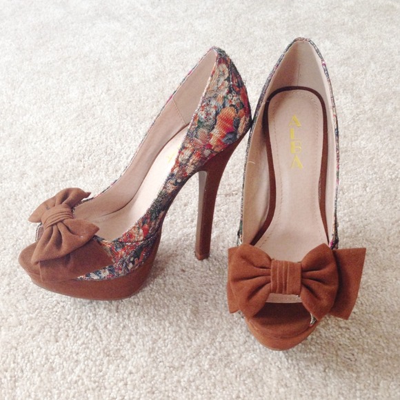 Brown Flower Heels