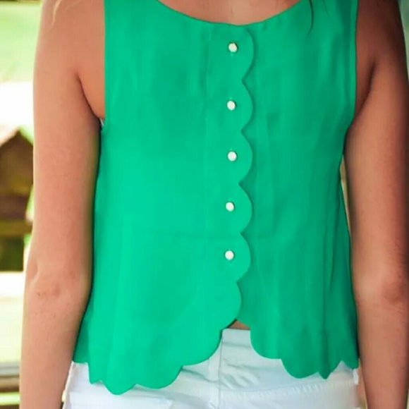 Green scalloped top