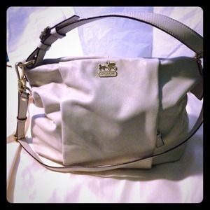 Unique bone colored Coach bag