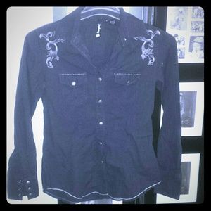 Long sleeve pearlsnap/ country/ blue/ dressy