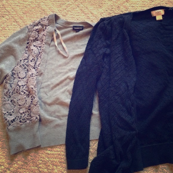 Cardigan bundle one from LOFT and one from Torrid
