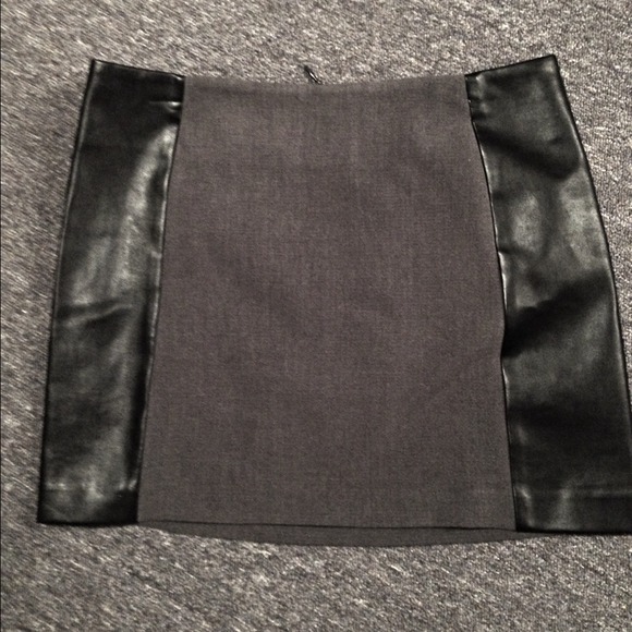 Gray and black leather skirt