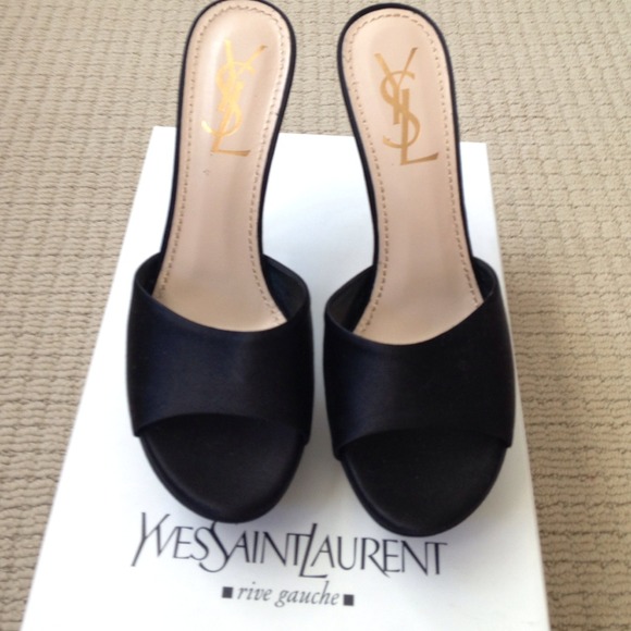 YSL Lola satin black evening sandals