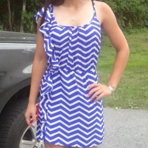 Medium white & blue striped dress
