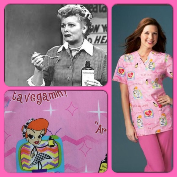 I Love Lucy scrub top