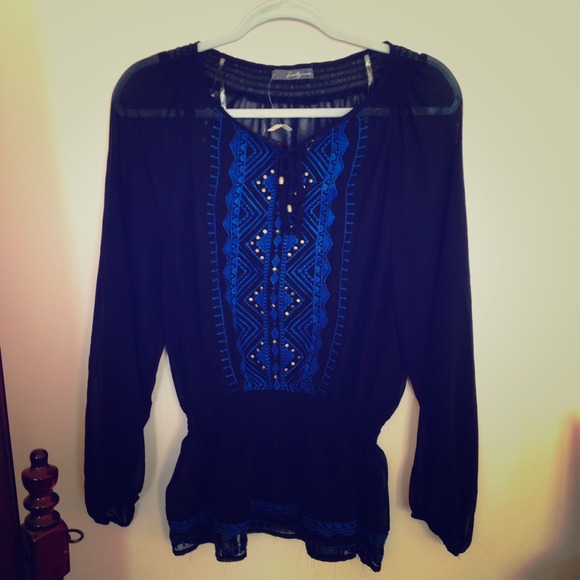 Sheer black embroidered top