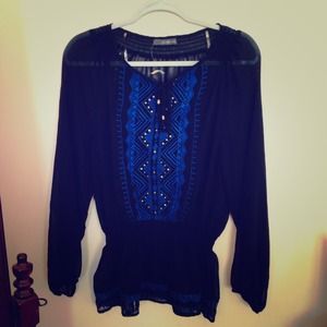 Sheer black embroidered top