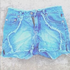 These are pretty blue light washed shorts