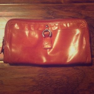 Tano Orange Leather Wallet Clutch