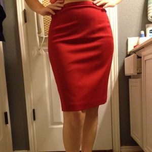 Red pencil skirt