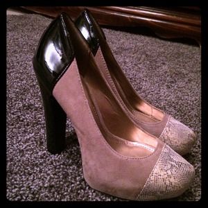 Black/Champagne/Snake Skin high heels