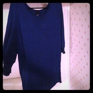 Blue 95% Rayon Quarter Sleeve Long Shirt