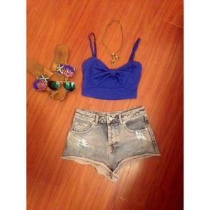 High waisted Topshop denim shorts