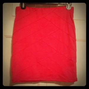 Bright Coral Banded Mini Skirt