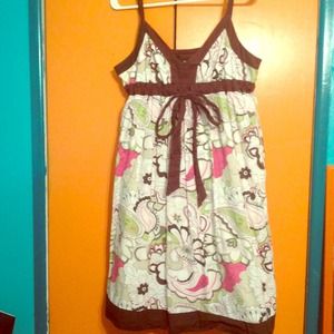 Brown and white floral dress