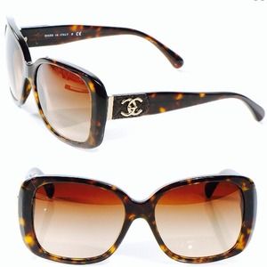 CHANEL Tortoise Shell CC Turnlock Sunglasses