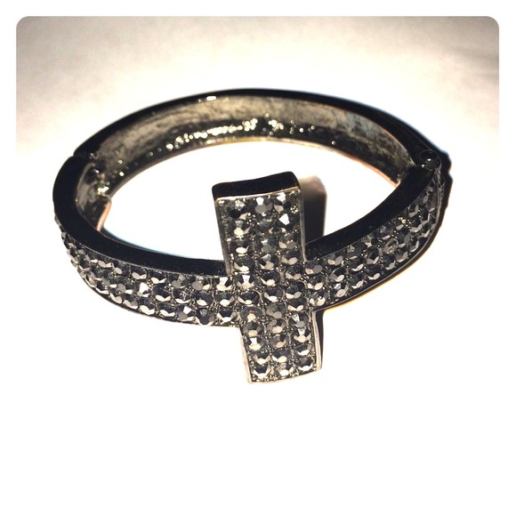 Gun Metal Cross Bracelet