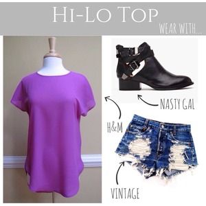 TOP - Dolman Sleeve Hi-Lo Blouse
