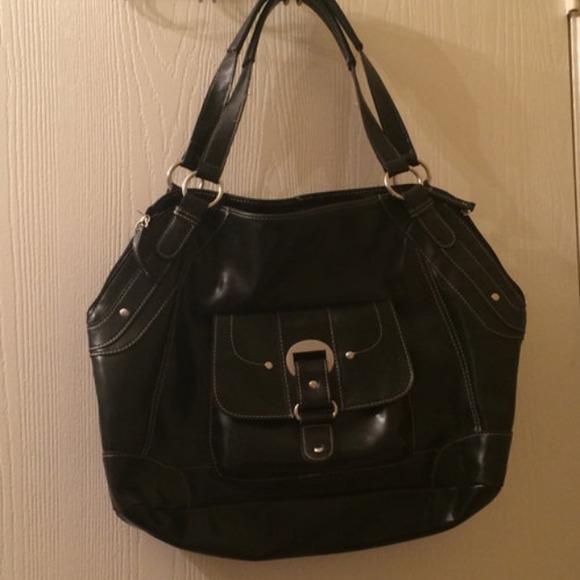Black faux leather bag