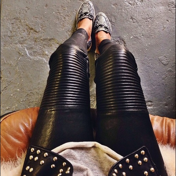 Leather Detail Leggings
