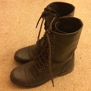 Brown combat boots