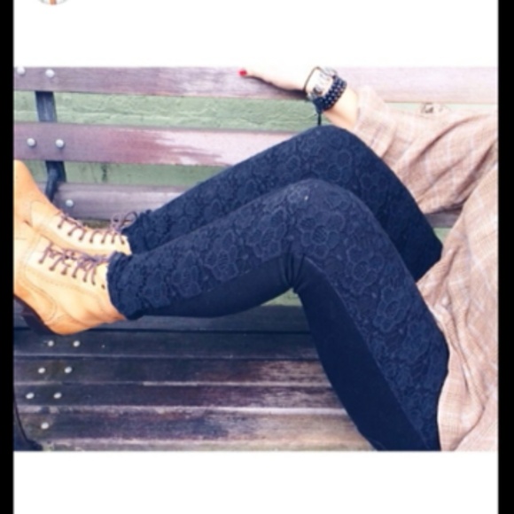 Black crochet black jeans