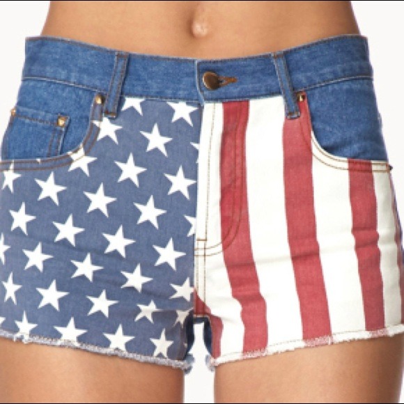 American Flag High Waisted Shorts