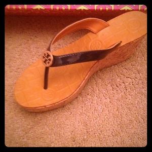 Tory Burch Wedges.  Navy Blue. Size 6