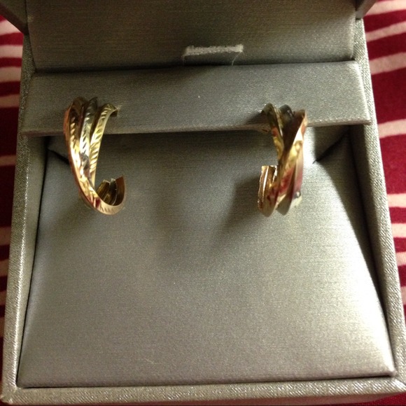 14k Tri-Color Hoop Earrings