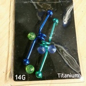 Blue and Green industrial barbells