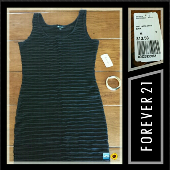 NWT F21 Ribbed Black Bodycon Dress