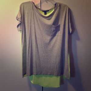 Gray and like green chiffon top