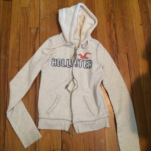 Off white Hollister hooded zip up!