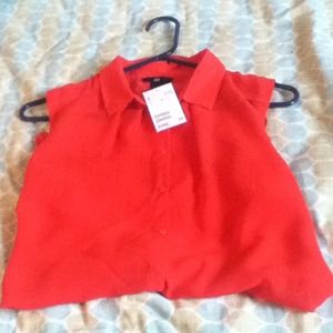 Brand New H&M Red Button Down Top