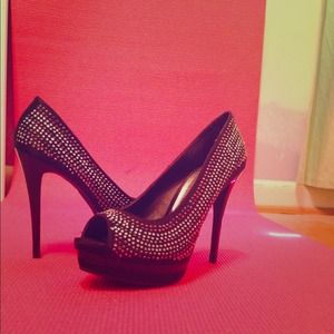 Black rhinestone heels