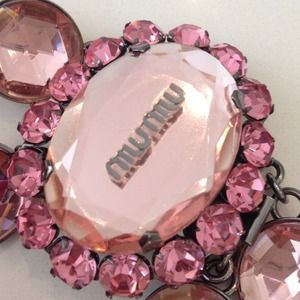 Miu Miu pink bejeweled oversized necklace