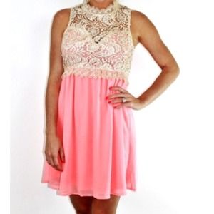 Pink/coral lace summer dress