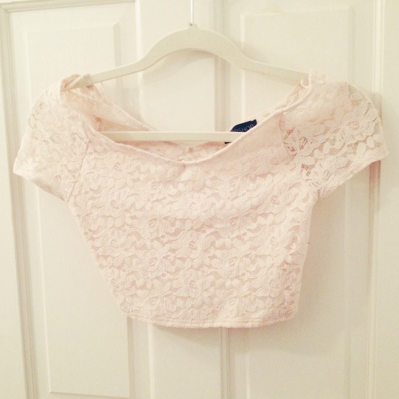 Topshop Light-Pink Lace Crop Top