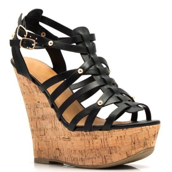 Black high heel wedges