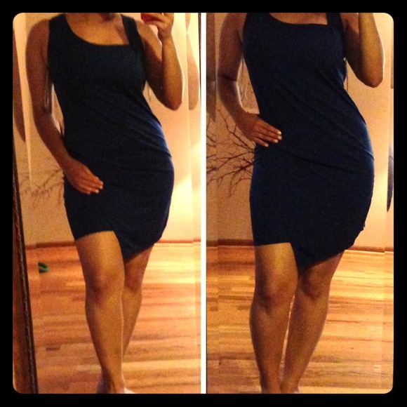 Navy Blue Asymmetrical Cute dress!