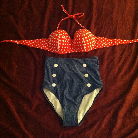 Trendy and cute high waisted bathing suit