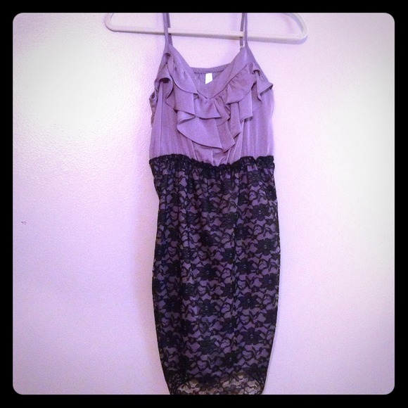 NWT Lavender dress with black lace overlay
