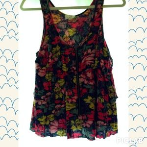 🎊HP🎊URBAN OUTFITTERS bright floral ruffle blouse