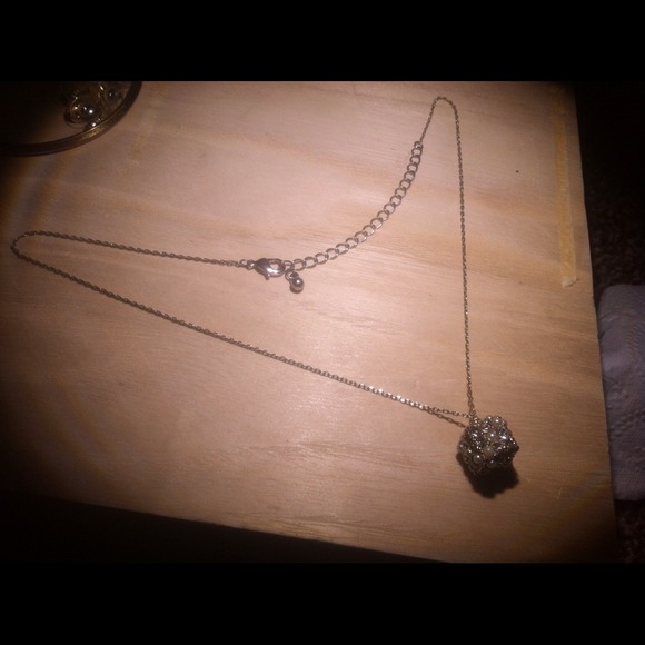 Pearl diamond Rubix cube necklace