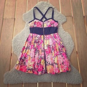 pink floral and black tank dress