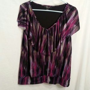 Multi color shirt band along bottom