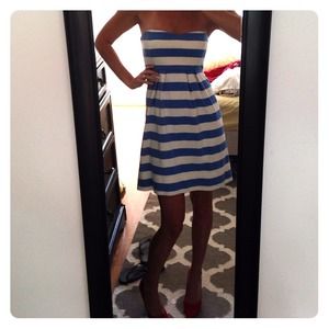 J. Crew size 4 blue and ivory striped dress