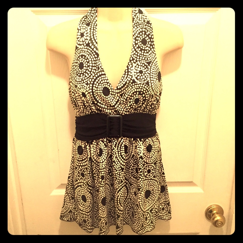 Black and White Halter Top