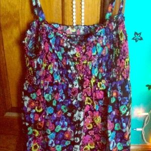 Adorable floral baby doll tank with ruched bust