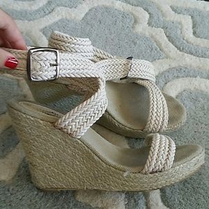 Cream wedge heels